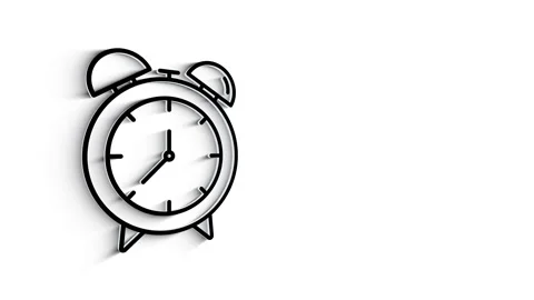3D Line Icon time and clock Animation on white background. 4k Видео 151555626