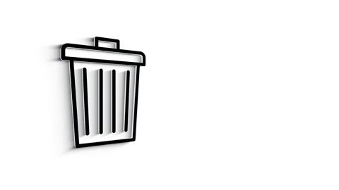 3D Line Icon trash Animation on white background. 4k Stock Footage 151546738