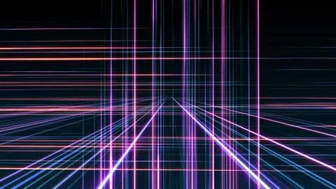3d line neon cube in space Stock Illustration