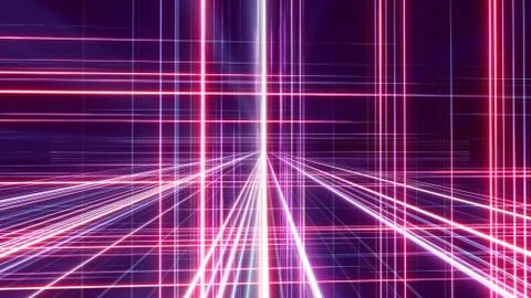 3d line neon cube in space Illustrazione stock