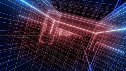 3d line rotation backgorunds 4K LOOP blue and red Stock Footage 99024489
