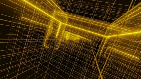 3d line rotation backgorunds 4K LOOP golden Video stock 99024788
