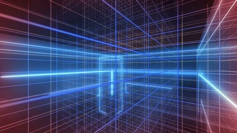 3d line rotation backgorunds 4K LOOP red and blue Stock Footage 99579789
