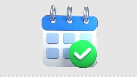 3D Liquid Calendar Check Mark - Seamless 4K Loop with Alpha Stock Footage 346544186