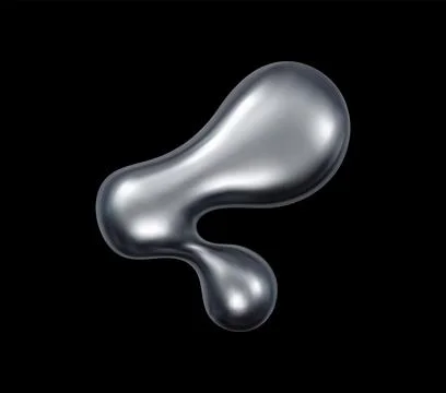 3d liquid chrome metal drop and fluid shape Stock Illustration