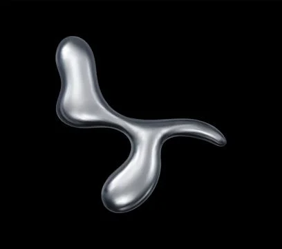 3d liquid chrome metal drop and silver shape Stock Illustration