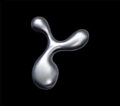 3d liquid chrome metal drop and matte silver shape Stock Illustration