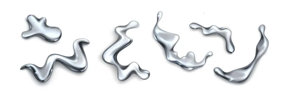 3d liquid chrome shape, abstract y2k metal object Stock Illustration