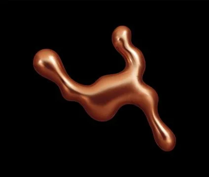 3D liquid copper metal blob or drop splash shape Stock Illustration