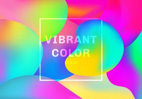 3D liquid or fluid shapes gradient elements vibrant color background. Stock Illustration