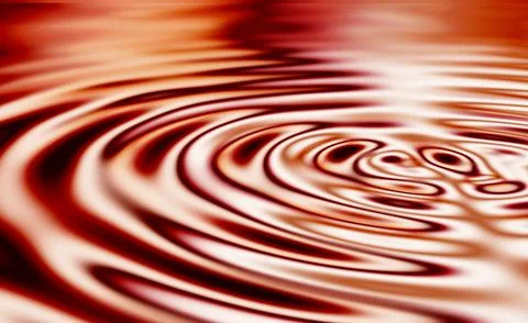 3D liquid ripples or CGI orange waves with a metallic reflection and circular Stock Photos