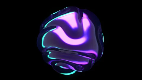 3D liquid-like sphere with smooth, organic waving deformations Stock Footage 322119532