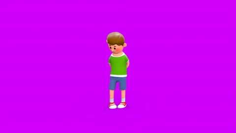 3D Little Boy Blushing And Shaking Legs Awkwardly Vídeo Stock 266971819