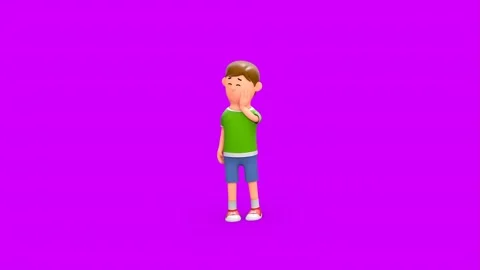 3D Little Boy Crying, Wiping Eyes Standing Alone Видео 266971808