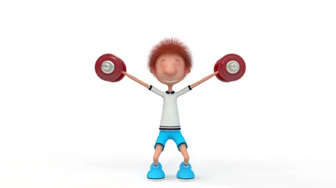 The 3D little boy with dumbbells. Stock Footage 36890109