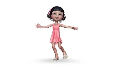 3d Little Girl Dance Loop on White Background Stock Footage 146263270