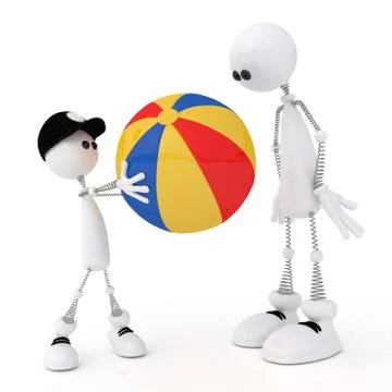 The 3d little man with a ball. Stock Illustration
