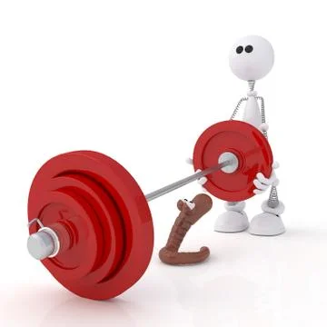 The 3d little man with a bar. Stock Illustration