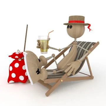 The 3d little man on a beach. Stock Illustration
