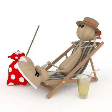 The 3d little man on a beach. Stock Illustration