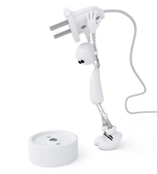 The 3d little man with a plug. Stock Illustration