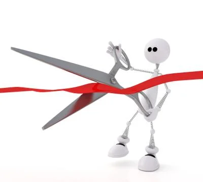 The 3d little man with scissors. Illustrazione stock