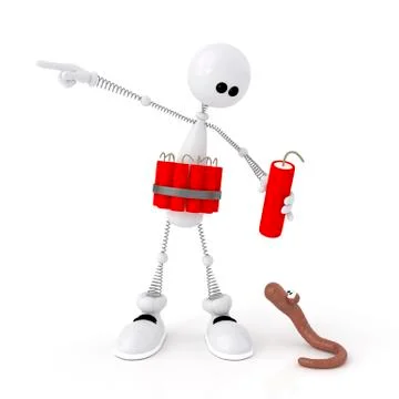 3d little man terrorist. Stock Illustration