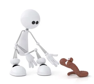 The 3d little man with a worm. Stock Illustration