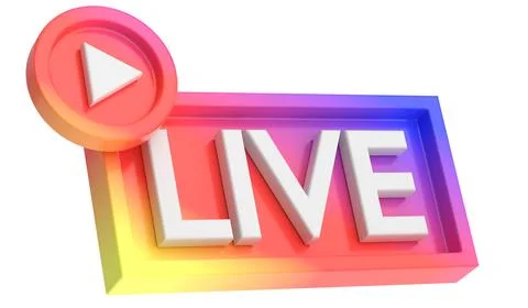 3D live icon. Live streaming. Stock Illustration