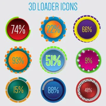 3d loader icon set of 9 Stock Illustration