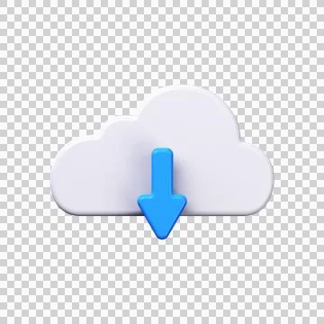 3D loading icon. Cloud symbol with down sign Stock Illustration