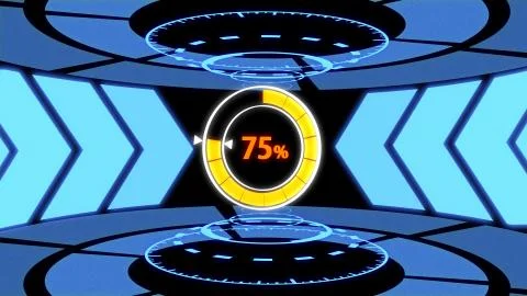 3D Loading screen HUD in Technology Laboratory (75% loading) Stock Illustration