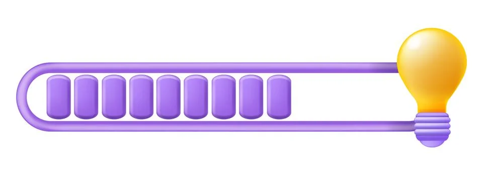3D loading step bar icon, vector UI business idea logo, light bulb Stock Illustration