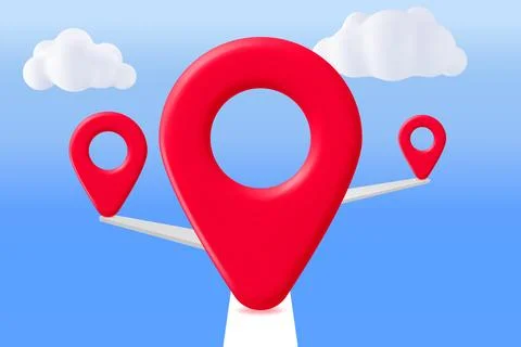 3D Location Map Pin in Clouds Illustrazione stock