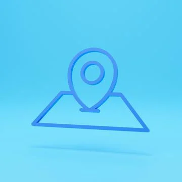 3D location pin design. 3D location pin for map illustration. Landscape locat Stock Illustration