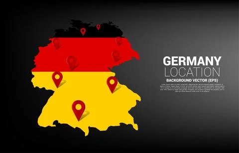 3D location pin marker on Germany map. Concept for Germany GPS navigation sys Stock Illustration