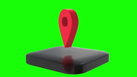 3D Location Pin Rotating On Green Screen Stock Footage 292936535