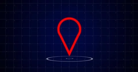3D location pinpointer with circles forming under it, Live location sharing.. Illustrazione stock