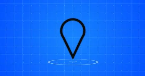 3D location pinpointer with circles forming under it, Live location sharing.. Stock Illustration