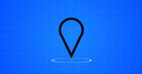 3D location pinpointer with circles forming under it, Live location sharing.. Stock Illustration