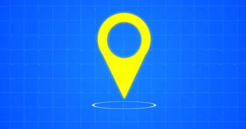 3D location pinpointer with circles forming under it, Live location sharing.. Illustrazione stock