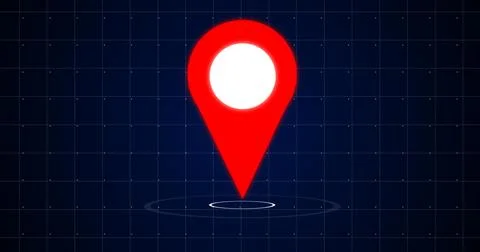 3D location pinpointer with circles forming under it, Live location sharing.. Illustrazione stock