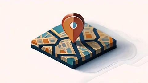 3D Location red pointer online, Search Bar and Pin Isolated. GPS Stock Footage 261502954