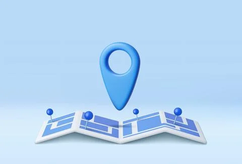 3d Locator mark on map Stock Illustration