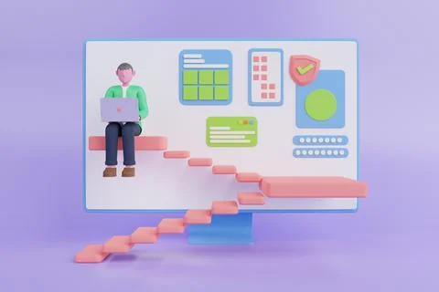 3d lock and password field. Password protected secure login concept Illustrazione stock