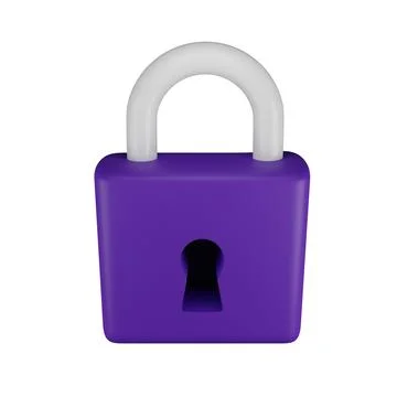 3D lock icon, render cartoon padlock object clipart, online information 스톡 일러스트