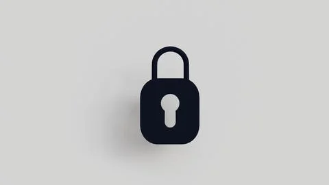 A 3D lock icon on a white background for data protection, password setting,.. Illustrazione stock