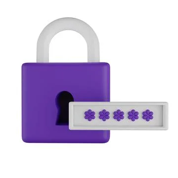 3D lock secure icon, authentication render password concept 스톡 일러스트