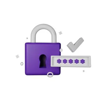 3D lock secure icon, password authentication render concept 스톡 일러스트