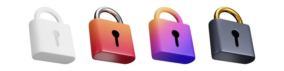 3D lock sheet packed with stylish encryption vectors for corporate privacy brand Stock-Illustration